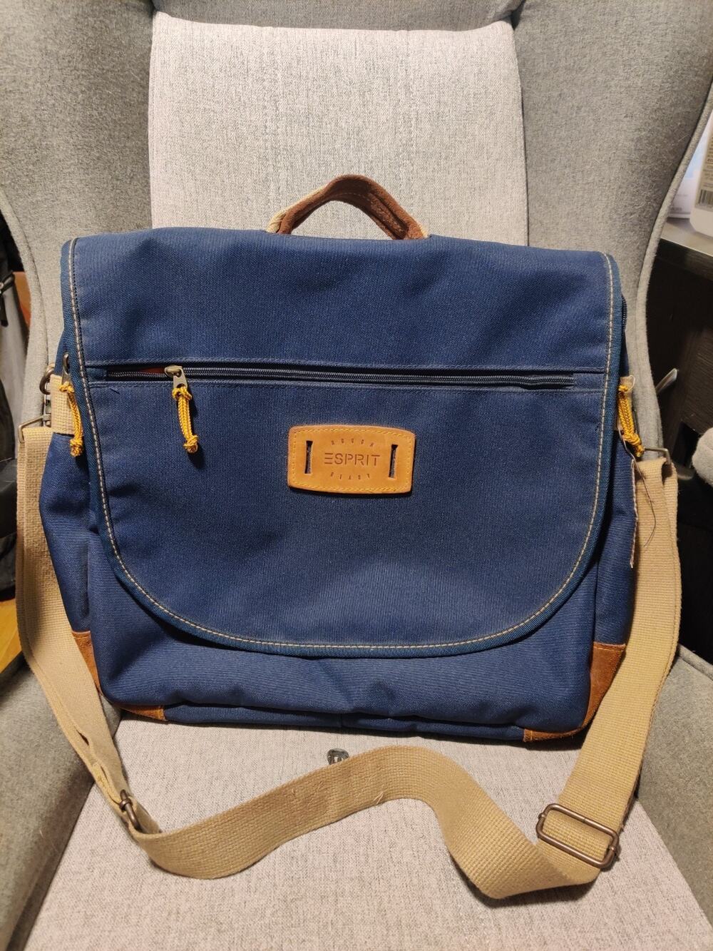 Vintage Esprit Rough Ready 15" BOHO Navy Blue Messenger Bag